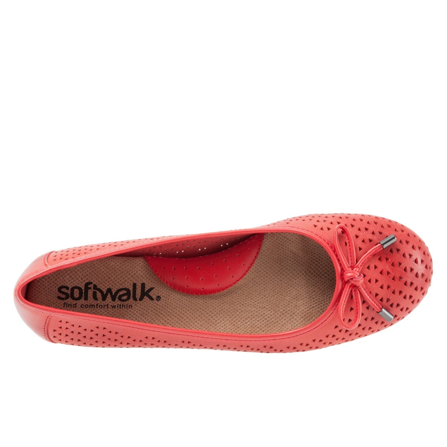 Softwalk Napa Laser S1806-600 Womens Red Leather Slip On Ballet Flats Shoes