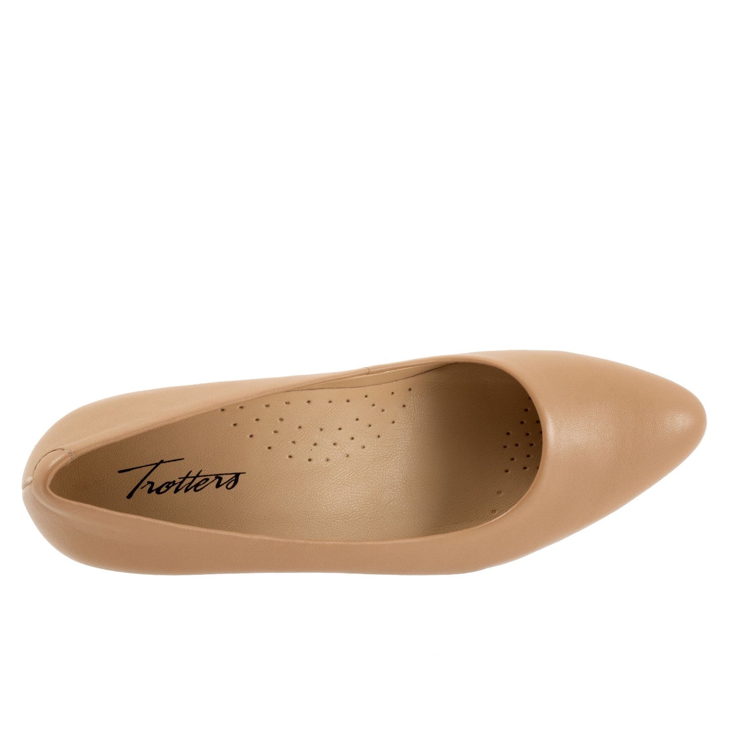 Trotters Kari T1856-145 Womens Beige Leather Slip On Pumps Heels Shoes