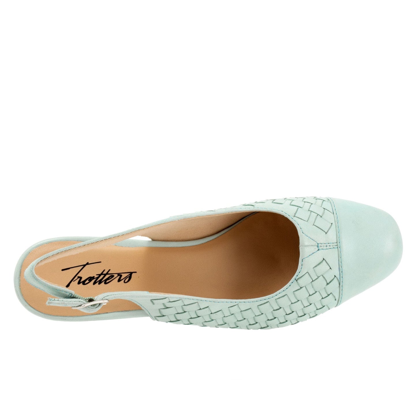 Trotters Dea Woven T2168-326 Womens Green Leather Slingback Heels Shoes