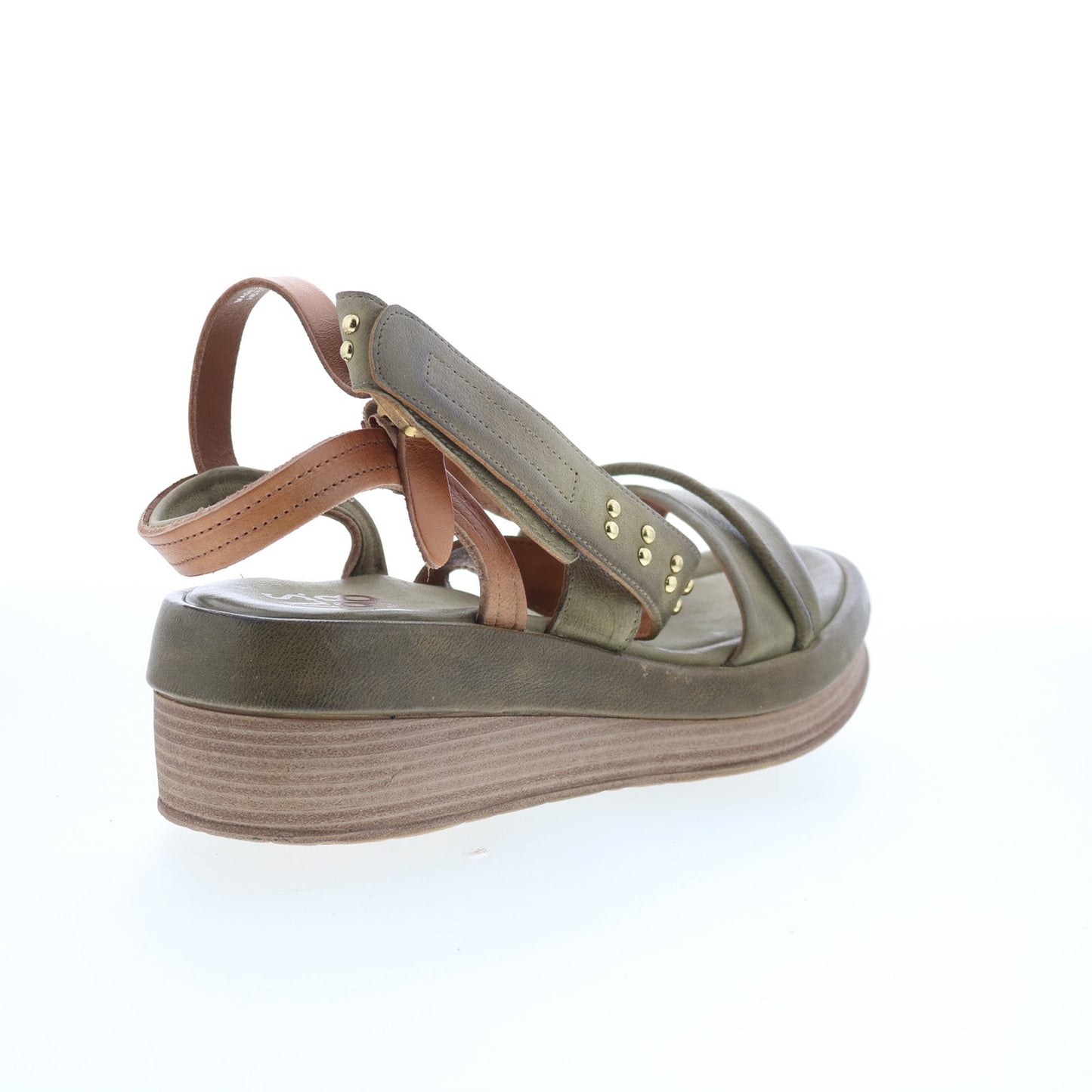 A.S. 98 Shiloh Womens Green Leather Strap Wedges Sandals Shoes