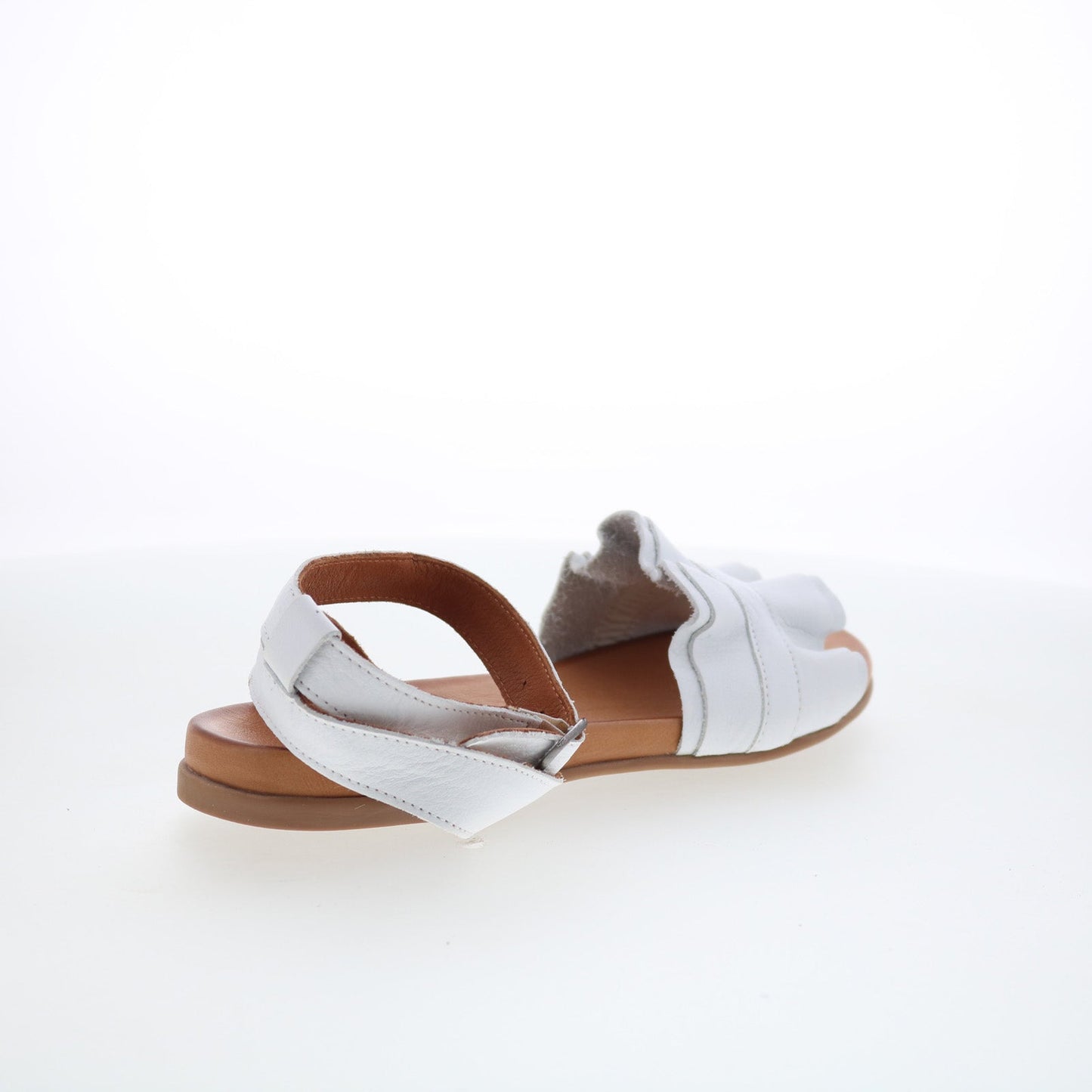 Miz Mooz Theresa Womens White Leather Hook & Loop Strap Sandals Shoes