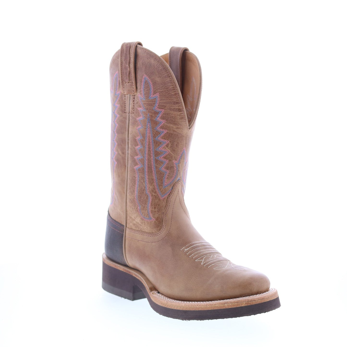 Jama Old West 1639L Womens Brown Leather Slip On Cowboy Western Boots