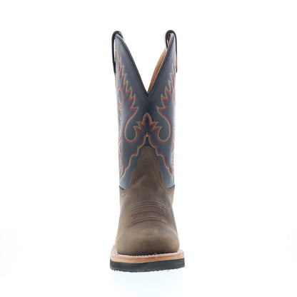 Jama Old West 1643L Womens Brown Leather Slip On Cowboy Western Boots