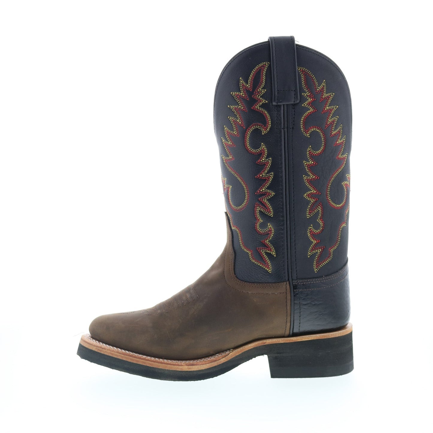 Jama Old West 1643L Womens Brown Leather Slip On Cowboy Western Boots