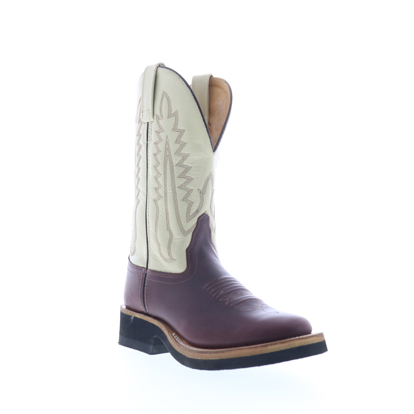 Jama Old West 1654L Womens Burgundy Leather Slip On Cowboy Western Boots