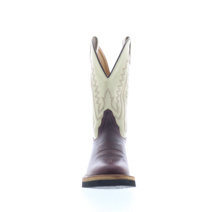 Jama Old West 1654L Womens Burgundy Leather Slip On Cowboy Western Boots