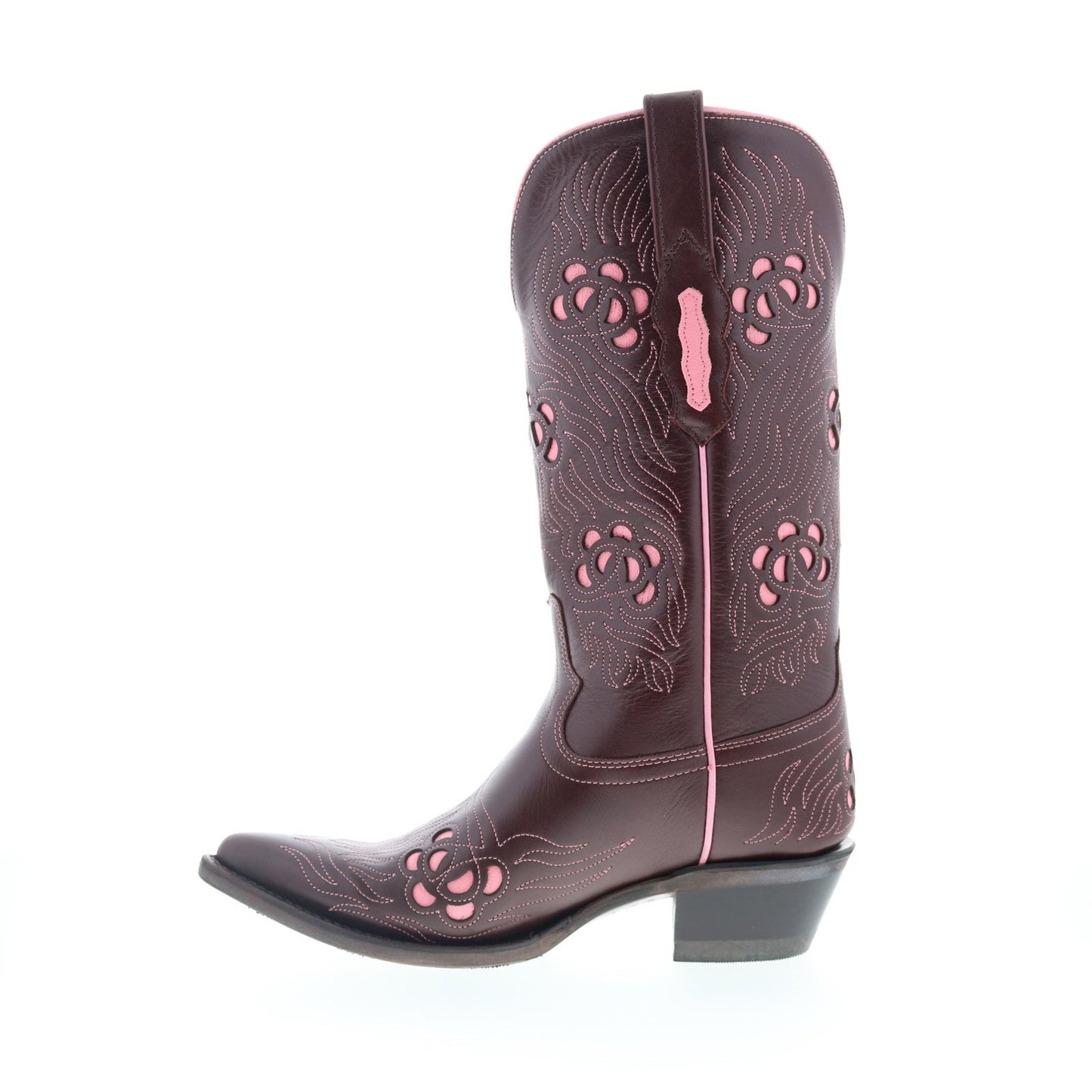 Jama Old West 18057 Womens Brown Leather Slip On Cowboy Western Boots