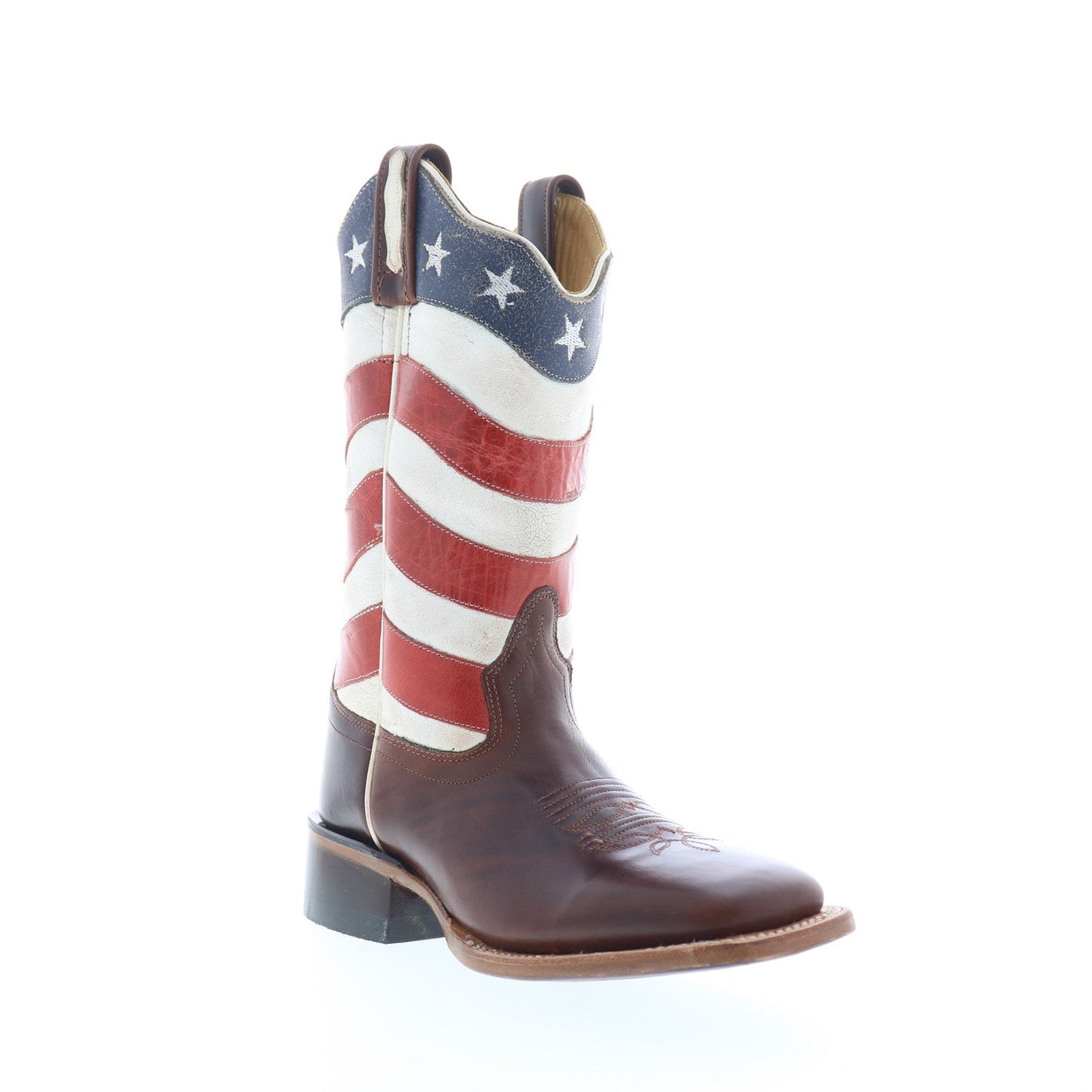 Jama Old West 18116 Womens Brown Leather Slip On Cowboy Western Boots