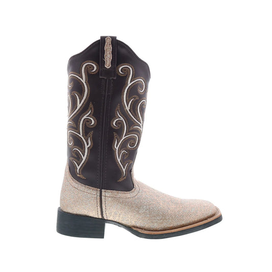 Jama Old West Medium Square Toe 18125 Womens Brown Cowboy Western Boots