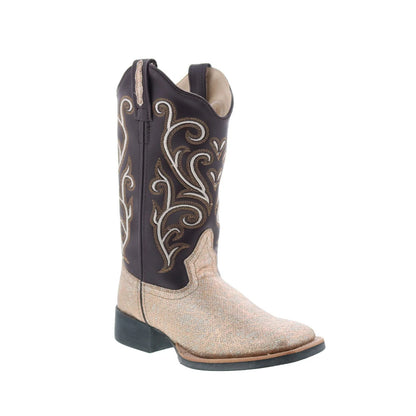 Jama Old West Medium Square Toe 18125 Womens Brown Cowboy Western Boots