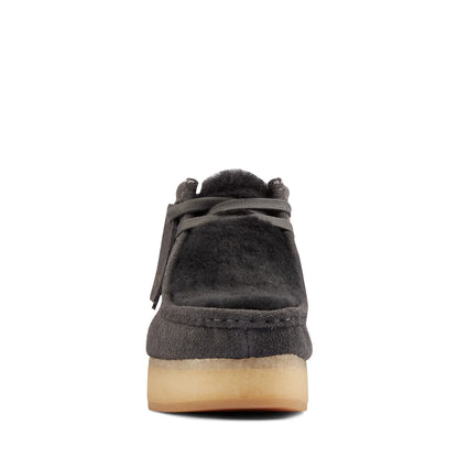 Clarks Wallabee Wedge 26163280 Womens Gray Suede Lace Up Chukkas Boots