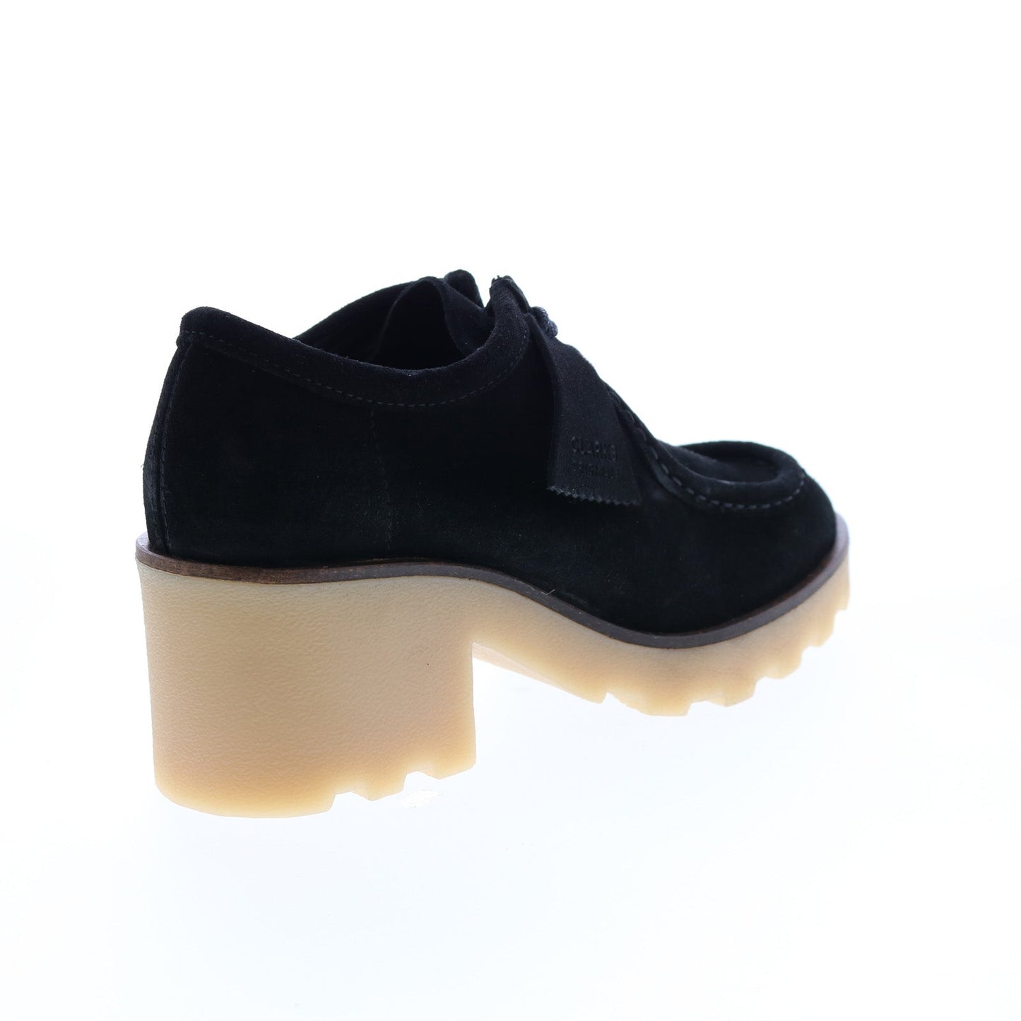 Clarks Wallabee Block 26164402 Womens Black Suede Heels Block Shoes
