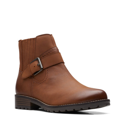 Clarks Clarkwell Strap 26167536 Womens Brown Leather Casual Dress Boots