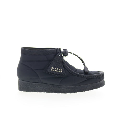 Clarks Wallabee Boot 26168587 Womens Black Canvas Lace Up Chukkas Boots