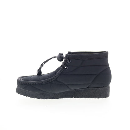 Clarks Wallabee Boot 26168587 Womens Black Canvas Lace Up Chukkas Boots