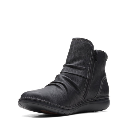 Clarks Un Loop Top 26168673 Womens Black Leather Ankle & Booties Boots