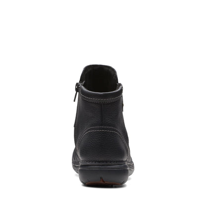 Clarks Un Loop Top 26168673 Womens Black Wide Leather Ankle & Booties Boots