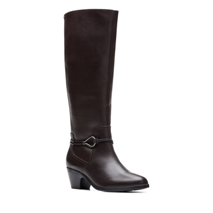 Clarks Emily 2 Sky 26174084 Womens Brown Narrow Leather Knee High Boots