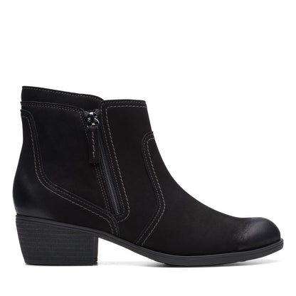 Clarks Charlten Ave 26174174 Womens Black Wide Nubuck Ankle & Booties Boots