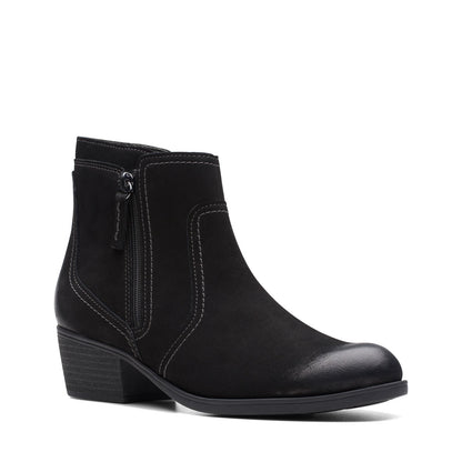 Clarks Charlten Ave 26174174 Womens Black Wide Nubuck Ankle & Booties Boots