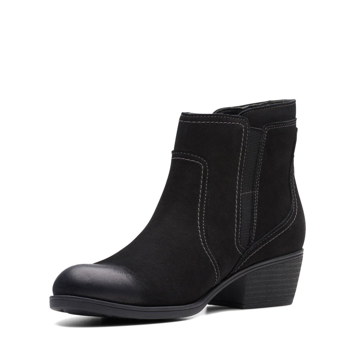Clarks Charlten Ave 26174174 Womens Black Wide Nubuck Ankle & Booties Boots