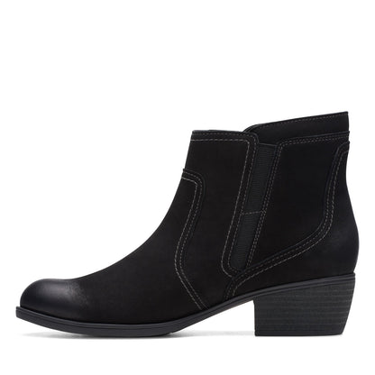 Clarks Charlten Ave 26174174 Womens Black Wide Nubuck Ankle & Booties Boots