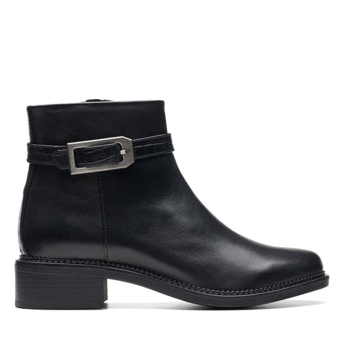 Clarks Maye Grace 26174348 Womens Black Leather Zipper Ankle & Booties Boots