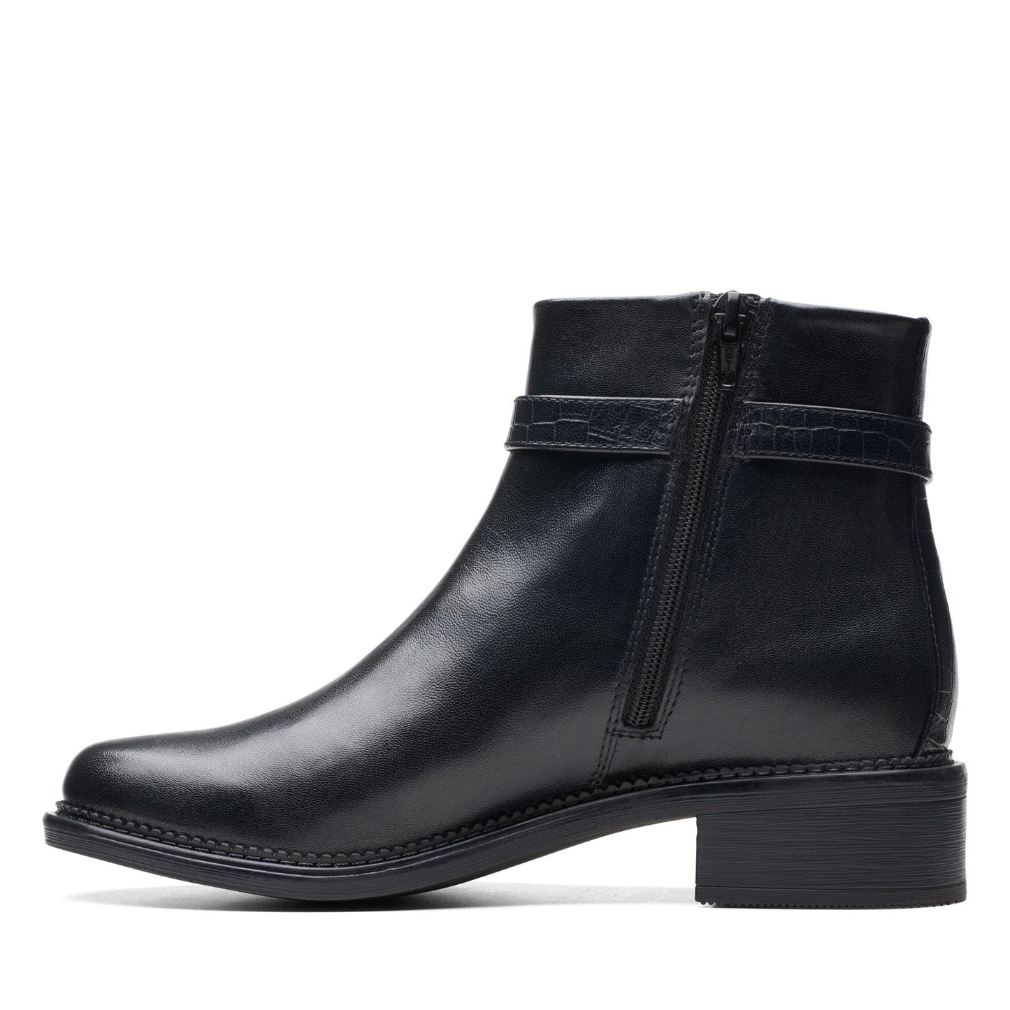 Clarks Maye Grace 26174348 Womens Black Leather Zipper Ankle & Booties Boots