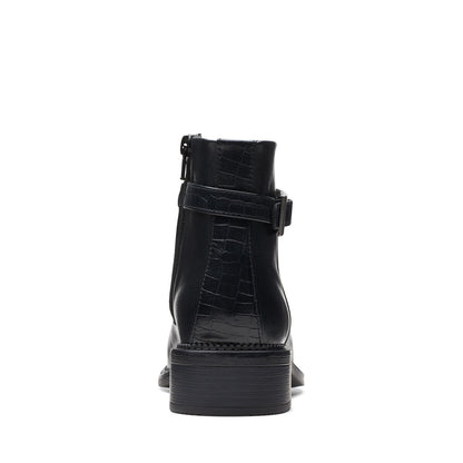 Clarks Maye Grace 26174348 Womens Black Leather Zipper Ankle & Booties Boots