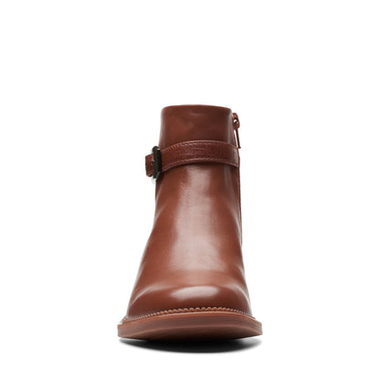 Clarks Maye Grace 26174350 Womens Brown Leather Zipper Ankle & Booties Boots