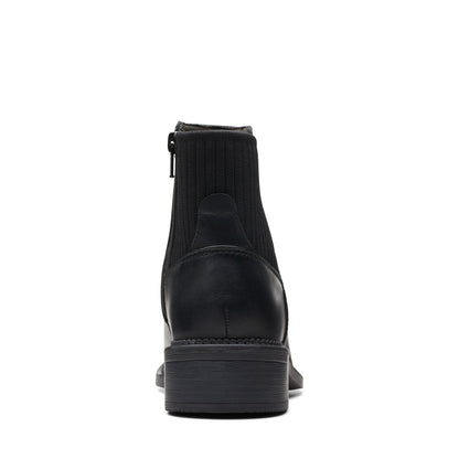 Clarks Maye Palm 26174354 Womens Black Wide Leather Casual Dress Boots