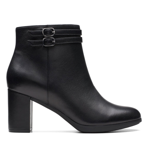 Clarks Bayla Light 26174481 Womens Black Leather Zipper Ankle & Booties Boots