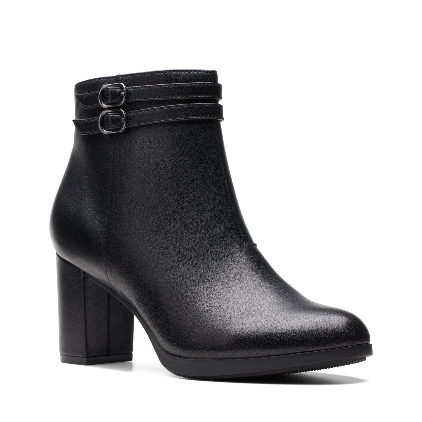 Clarks Bayla Light 26174481 Womens Black Leather Zipper Ankle & Booties Boots