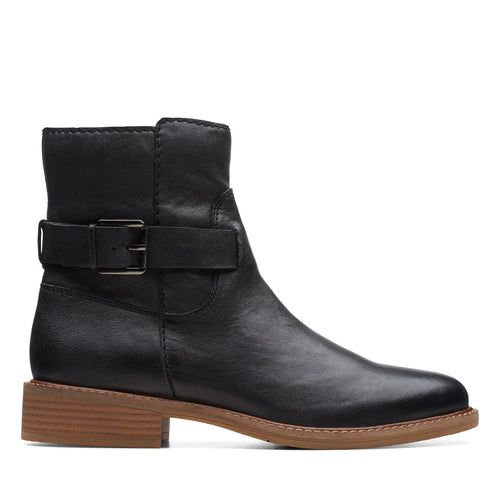 Clarks Cologne Strap 26174771 Womens Black Wide Ankle & Booties Boots