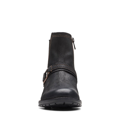 Clarks Aspra Buckle 26174952 Womens Black Suede Zipper Casual Dress Boots