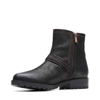 Clarks Aspra Buckle 26174952 Womens Black Suede Zipper Casual Dress Boots
