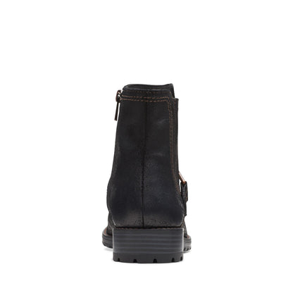 Clarks Aspra Buckle 26174952 Womens Black Suede Zipper Casual Dress Boots