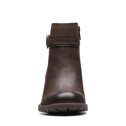 Clarks Leda Strap 26174960 Womens Brown Wide Leather Ankle & Booties Boots