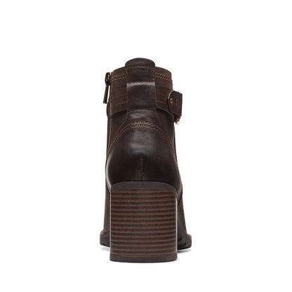 Clarks Leda Strap 26174960 Womens Brown Leather Ankle & Booties Boots