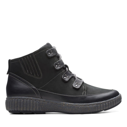 Clarks Magnolia Moon 26174976 Womens Black Nubuck Casual Dress Boots