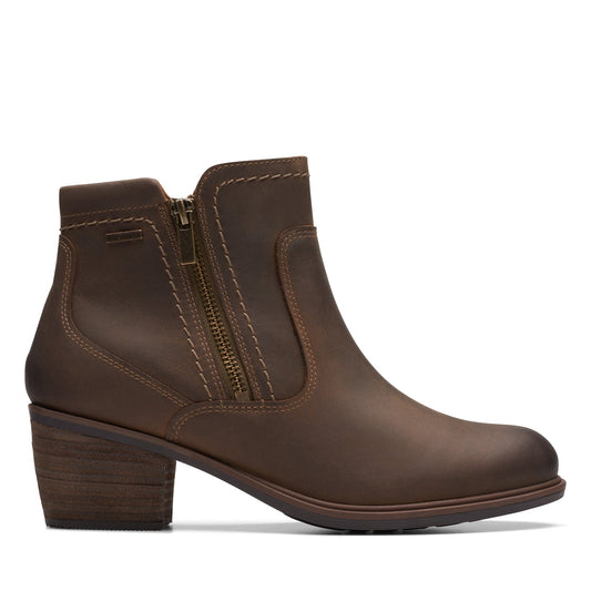 Clarks Neva Zip Waterproof 26175202 Womens Brown Ankle & Booties Boots
