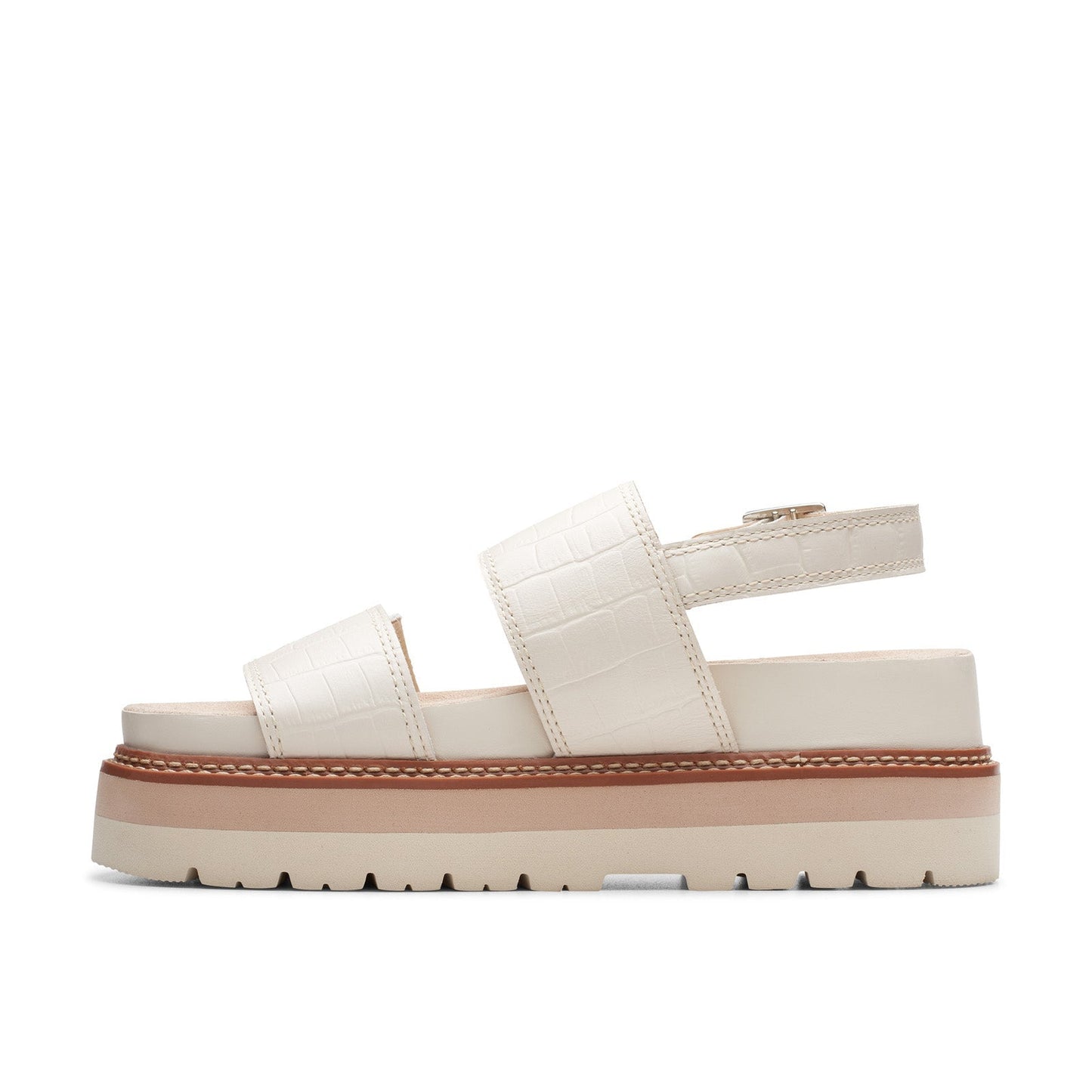 Clarks Orianna Glide 26176642 Womens Beige Leather Platform Sandals Shoes