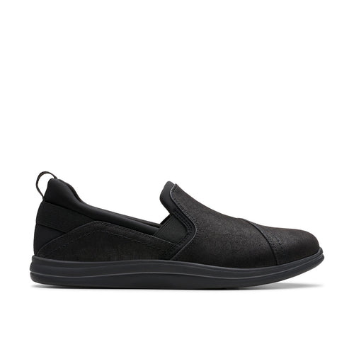 Clarks Breeze Dawn 26179937 Womens Black Wide Canvas Loafer Flats Shoes