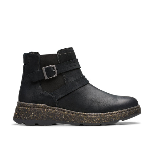 Clarks Noralyn Strap 26180099 Womens Black Wide Suede Casual Dress Boots