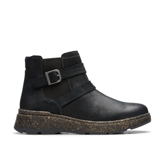 Clarks Noralyn Strap 26180099 Womens Black Wide Suede Casual Dress Boots