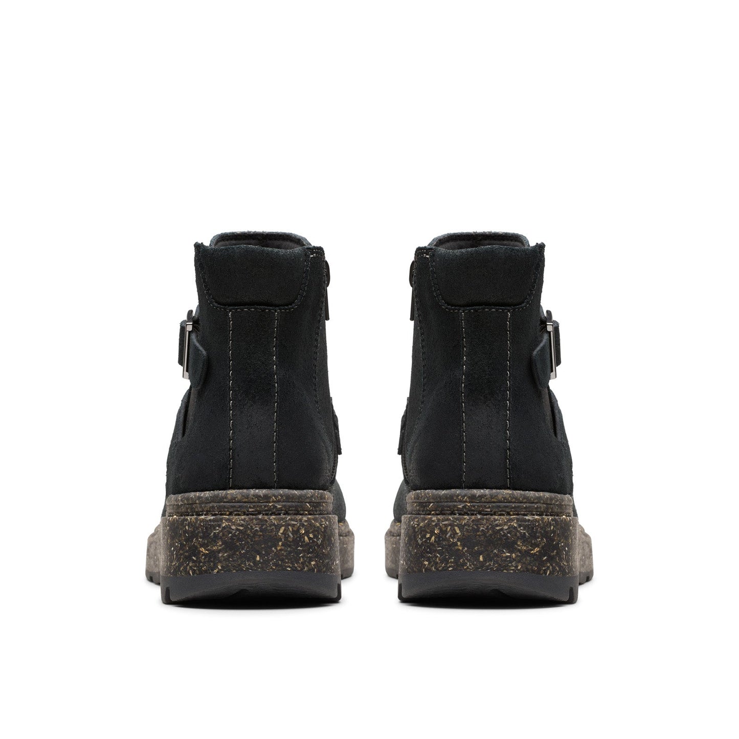 Clarks Noralyn Strap 26180099 Womens Black Wide Suede Casual Dress Boots