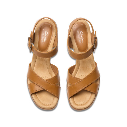 Clarks Emmalae Iris 26181665 Womens Brown Wide Leather Wedges Heels Shoes