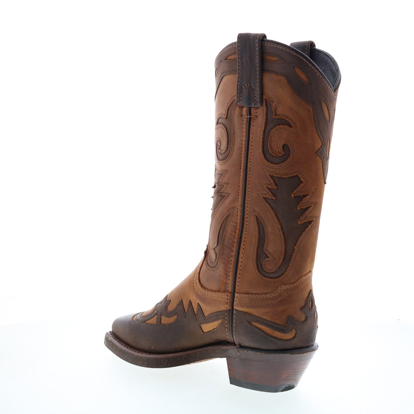 Sage 4561 Womens Brown Leather Slip On Cowboy Western Boots