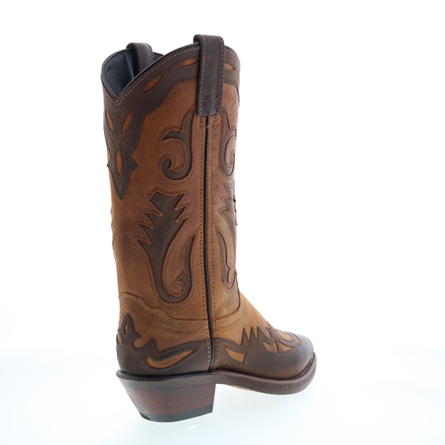 Sage 4561 Womens Brown Leather Slip On Cowboy Western Boots