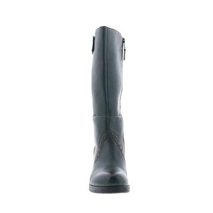 Miz Mooz Sharen Womens Green Leather Zipper Knee High Boots